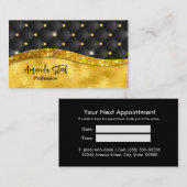 Elegante Imitate Gold Glitzer Black Diamond Monogr Terminkarte (Vorne/Hinten)
