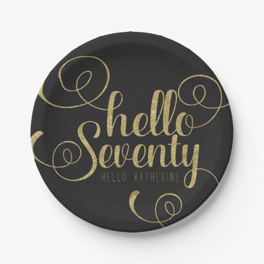 Elegante Imitate Gold Glitzer Hallo 70 Teller (Vorderseite)