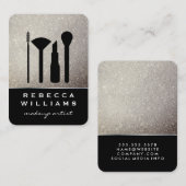 Elegante Imitate Gold Glitzer Makeup Set / Schwarz Visitenkarte (Vorne/Hinten)