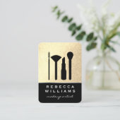 Elegante Imitate Gold Glitzer Makeup Set / Schwarz Visitenkarte (Stehend Vorderseite)