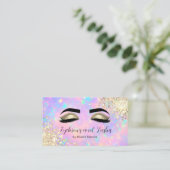 Elegante Imitate Gold Holographic Eyelash Eyebrow Visitenkarte (Stehend Vorderseite)