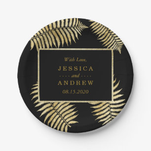 Elegante Imitate Gold Leaf Bracken Wedding Pappteller