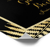 Elegante Imitate Gold Leaf Bracken Wedding Poster (Ecke)