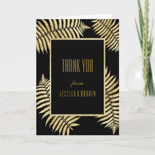 Elegante Imitate Gold Leaf Bracken Wedding Vielen Dankeskarte