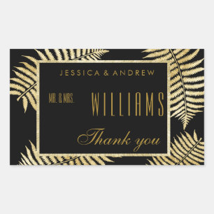 Elegante Imitate Gold Leaf Bracken Wedding Vielen  Rechteckiger Aufkleber
