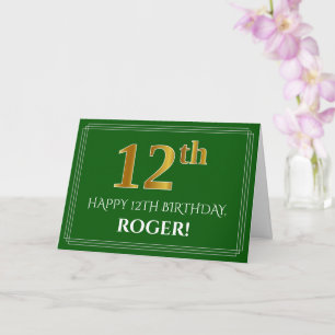 Elegante Imitate Gold Look 12. Geburtstag, Name (g Karte