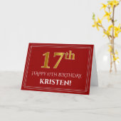 Elegante Imitate Gold Look "17. Geburtstag", Name Karte (Gelbe Blume)
