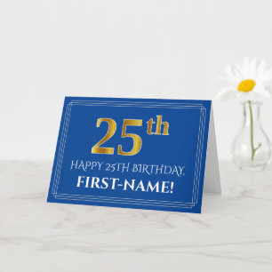 Elegante Imitate Gold Look 25. Geburtstag, Name (b Karte
