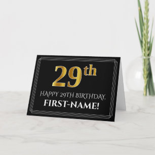 Elegante Imitate Gold Look "29. Geburtstag" + Name Karte