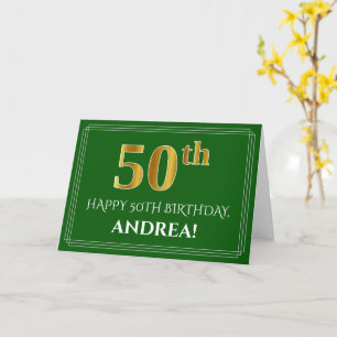 Elegante Imitate Gold Look 50. Geburtstag, Name (g Karte