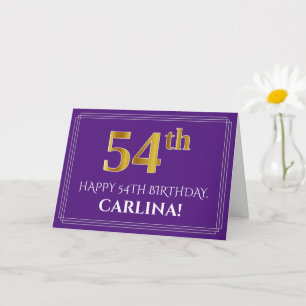 Elegante Imitate Gold Look 54. Geburtstag, Name; L Karte