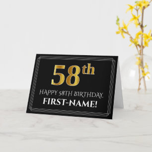 Elegante Imitate Gold Look "58. Geburtstag" + Name Karte