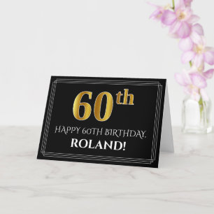 Elegante Imitate Gold Look "60." Geburtstag + Name Karte