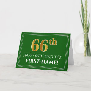Elegante Imitate Gold Look 66. Geburtstag, Name (g Karte