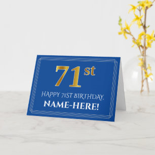 Elegante Imitate Gold Look 71. Geburtstag, Name (b Karte