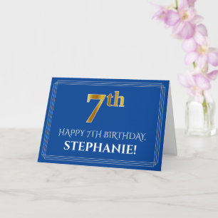 Elegante Imitate Gold Look 7. Geburtstag, Name (bl Karte