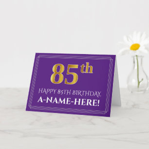 Elegante Imitate Gold Look 85. Geburtstag, Name; L Karte