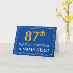 Elegante Imitate Gold Look 87. Geburtstag, Name (b Karte