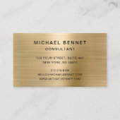 Elegante Imitate Gold Metallic Black Marble Consul Visitenkarte (Rückseite)