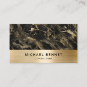 Elegante Imitate Gold Metallic Black Marble Consul Visitenkarte (Vorderseite)