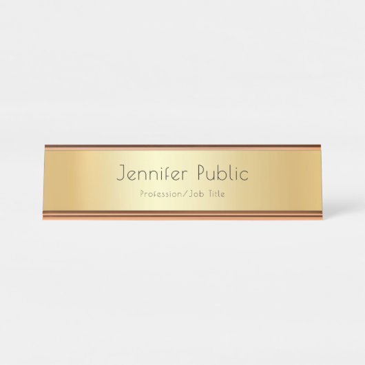 Elegante Imitate Gold Moderne Vorlage Beruflich Schreibtischnamensplakette (Vorderseite )