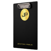 Elegante Imitate Gold Monogram Moderne Schwarze Vo Klemmbrett (Links)