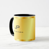 Elegante Imitate Gold Monogram Template Trendy Tasse (Vorderseite Links)