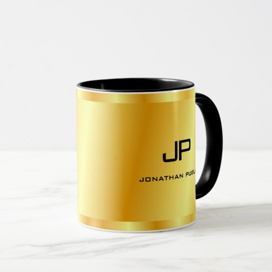 Elegante Imitate Gold Monogram Template Trendy Tasse (VorderseiteRechts)