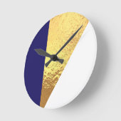 Elegante Imitate Gold Navy White Moderne Klassik Runde Wanduhr (Winkel)