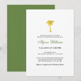 Elegante Imitate Gold Palm Tree Brautparty | Grün Einladung