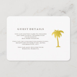 Elegante Imitate Gold Palm Tree Gästedaten   Grün Begleitkarte
