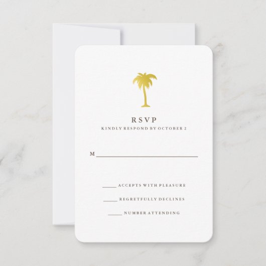 Elegante Imitate Gold Palm Tree UAWG | Grün RSVP Karte (Vorderseite)