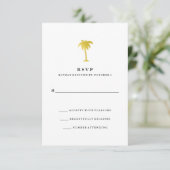 Elegante Imitate Gold Palm Tree Wedding RSVP Karte (Stehend Vorderseite)