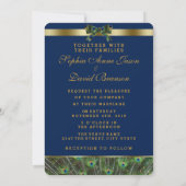 Elegante Imitate Gold Peacock Wedding Monogram Einladung (Rückseite)