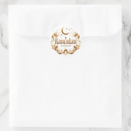 Elegante Imitate Gold Ramadan Kareem Mubarak Runder Aufkleber (Tasche)