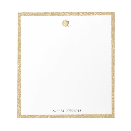 Elegante Imitate Gold Rose personalisiert Statione Notizblock (Vorderseite)