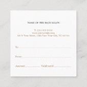 Elegante Imitate Gold Scheren Geschenkgutschein Rabattkarte (Rückseite)