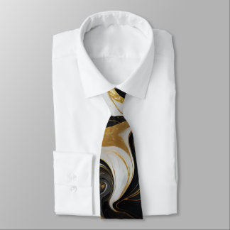 Elegante Imitate Gold, Schwarz und Weiß marmoriert Krawatte