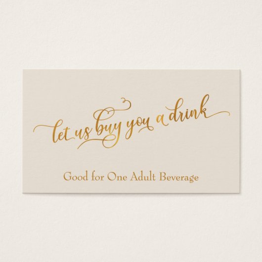 Elegante Imitate - Gold Script Cream Drink Tickets (Vorderseite)