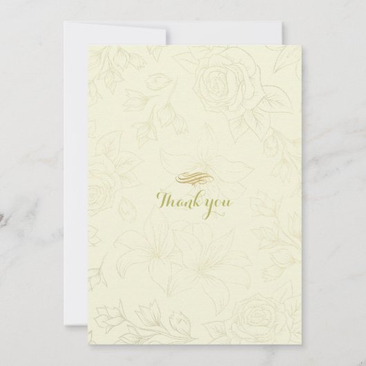 Elegante Imitate Gold Script Floral Frame Baby Dus Einladung (Rückseite)