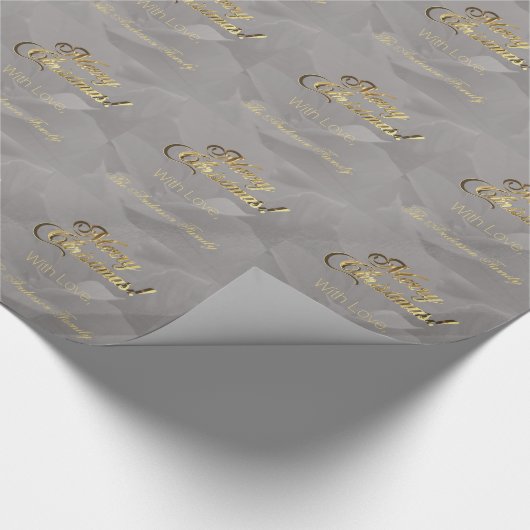 Elegante Imitate Gold Script Frohe Weihnachten Gra Geschenkpapier (Ecke)