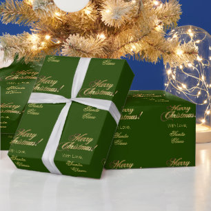 Elegante Imitate Gold Script Frohe Weihnachten Grü Geschenkpapier