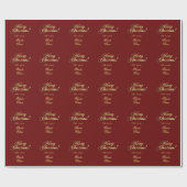 Elegante Imitate Gold Script Frohe Weihnachten Rot Geschenkpapier (Flach)