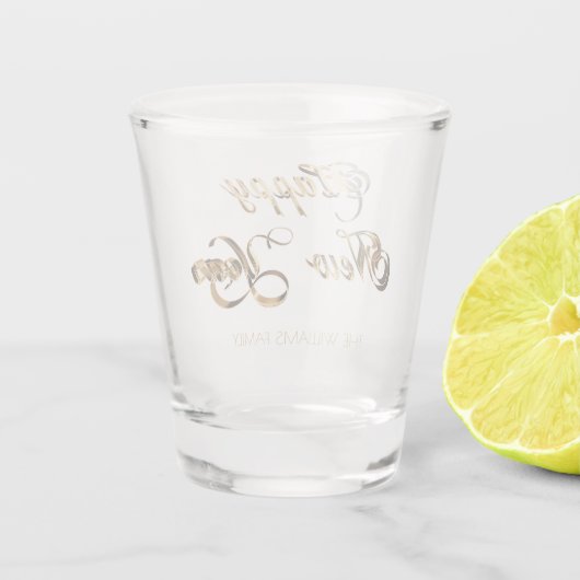 Elegante Imitate Gold-Script-Happy New Year Schnapsglas (Rückseite)