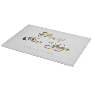 Elegante Imitate Gold-Script-Happy New Year Schneidebrett
