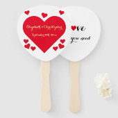 Elegante Imitate Gold Script Red Hearts Summer Wed Fächer (Vorne und Hinten)