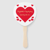 Elegante Imitate Gold Script Red Hearts Summer Wed Fächer (Vorderseite)