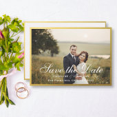 Elegante Imitate Gold Script Save the Date mit Fot