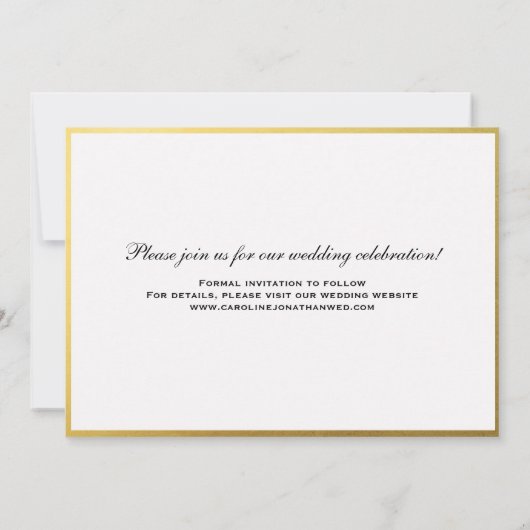 Elegante Imitate Gold Script Save the Date mit Fot (Rückseite)