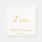 Elegante Imitate Gold Script Wedding Party Liebe P Serviette (Vorderseite)
